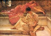 Sir Lawrence Alma-Tadema,OM.RA,RWS Favourite Poete oil on canvas